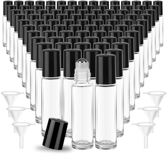 Set di flaconi in vetro per oli essenziali con beccuccio per versare - resistenti all'usura - formato da viaggio - per aromaterapia - alta qualità