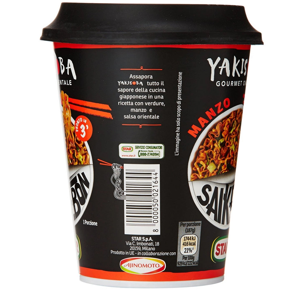 Star saikebon yakisoba confezione da 8 gourmet orientale al manzo 93 gr ciascuno