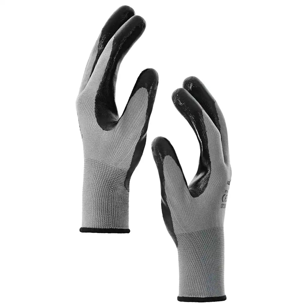 Guanti da Lavoro 12 pz Grigio e Nero 10 / xl Poliestere CFW8091234