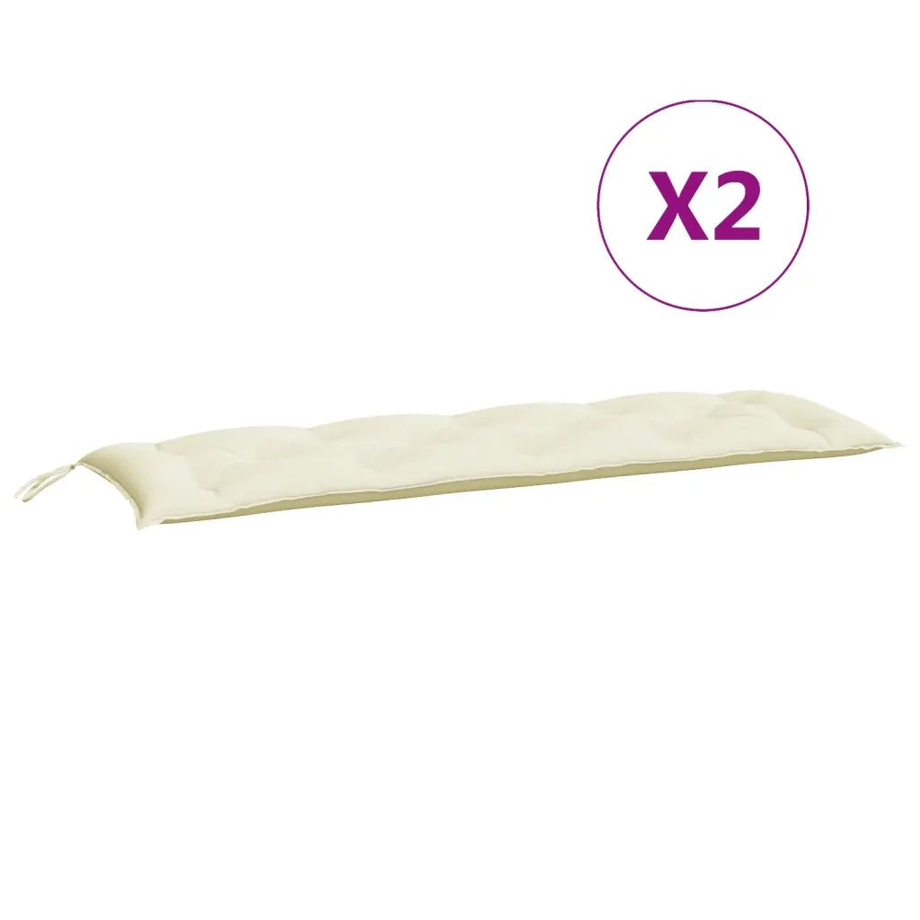 Cuscini Panca Giardino 2 pz | Cuscini per sedie Bianco Crema 150x50x7 Tessuto Oxford