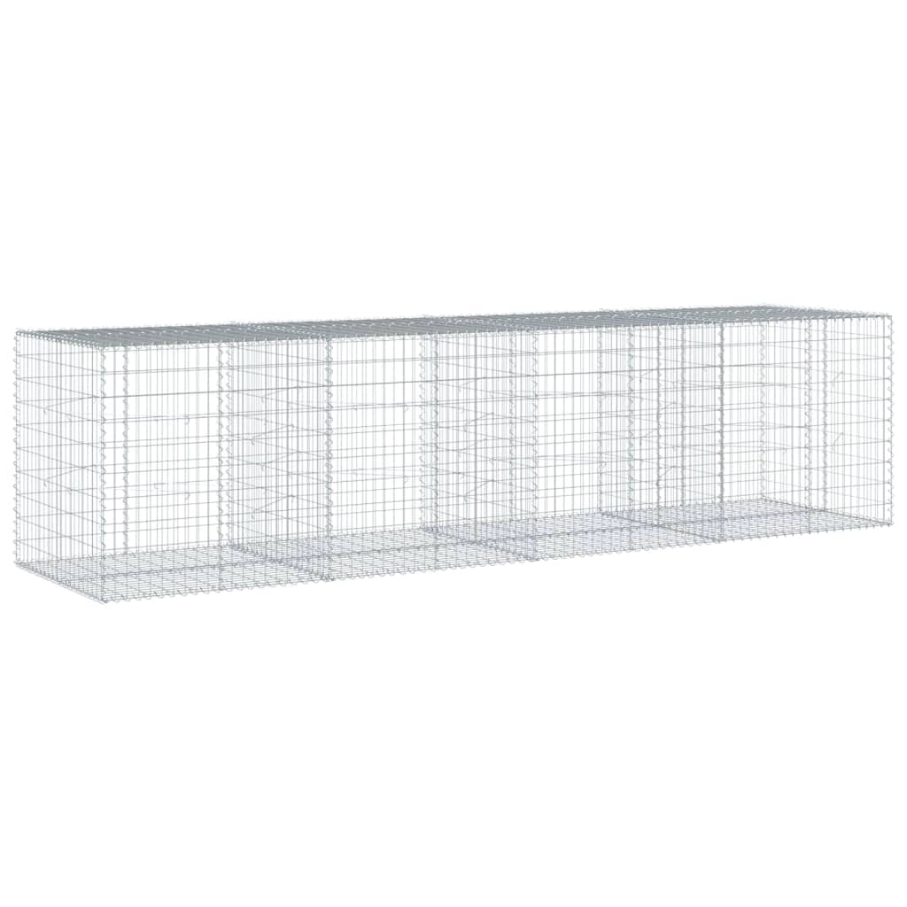 Gabbione recinto a gabbia muro di contenimento con coperchio 400 x 100 x 100 cm ferro zincato argento 02_0040159