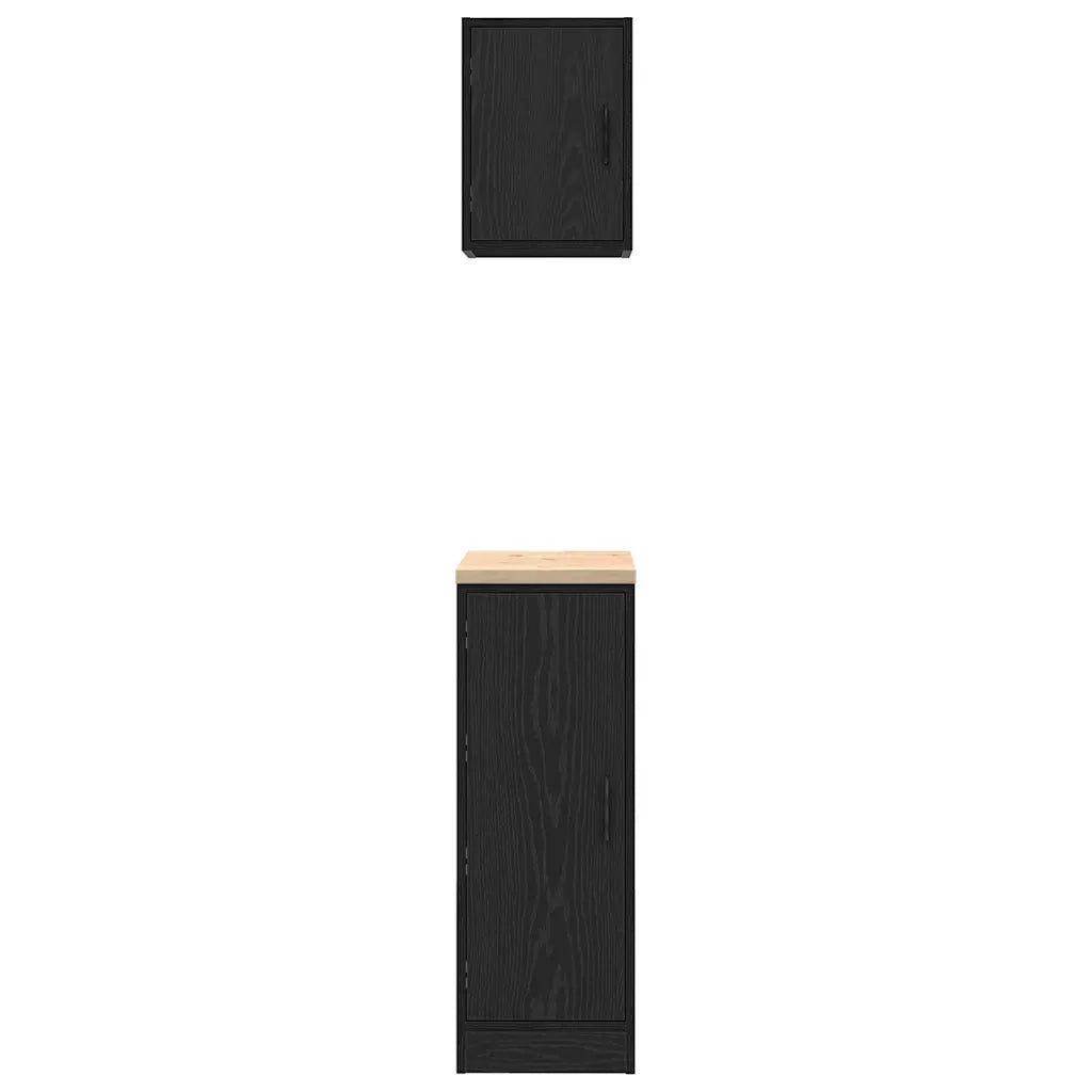 vidaXL Armadi da Garage 2 pz Neri in Legno Multistrato