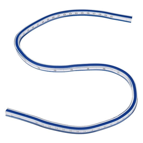 Curva Flessibile a Doppia Facia - 60CM - Plastica Morbida - Per Disegno/Schizzi/Progettazione Grafica - Righella per Disegno