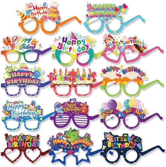 Accessori da festa - Occhiali da carta - Accessori per bambini e adulti - Colori vivaci - Ideali per feste di compleanno - Cabina fotografica - Modello per bambini e adulti