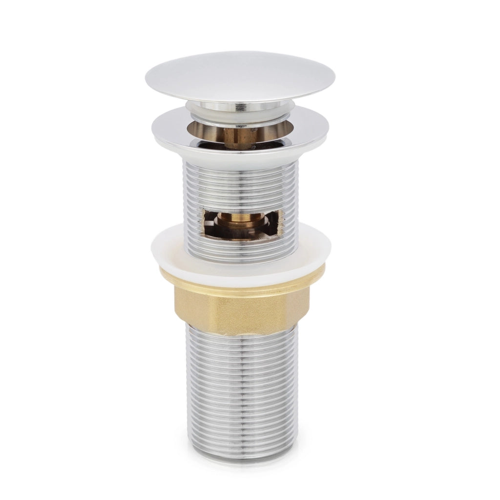 Piletta di scarico click-clack universale per lavabo con troppo pieno in ottone cromato corpo 120 mm | Noana