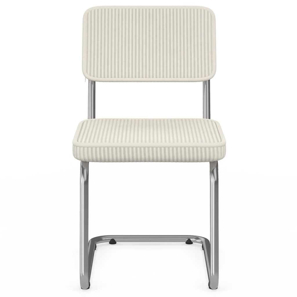 IDMarket - Set di 4 sedie a sbalzo NAHE in velluto a coste beige con gambe in metallo