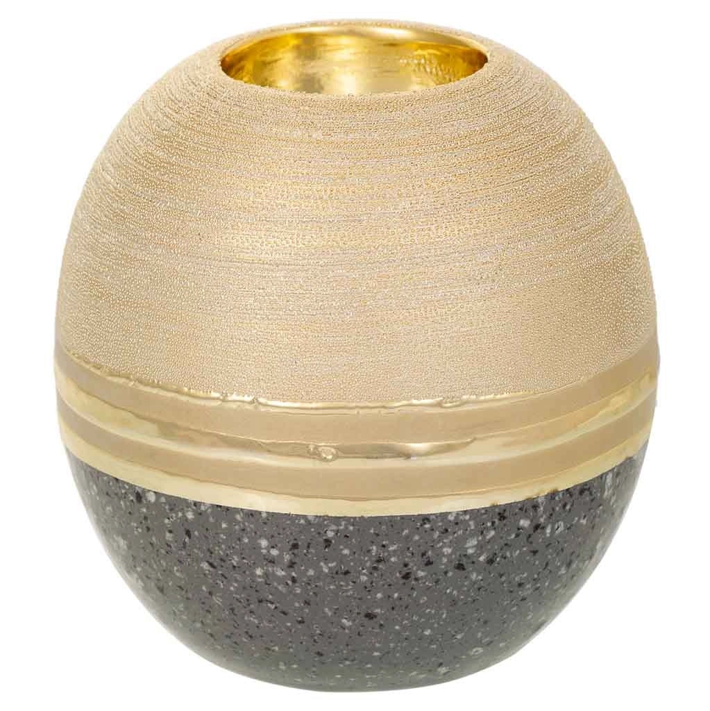 Portacandele in ceramica dorata 11,5x11,5x11,5h
