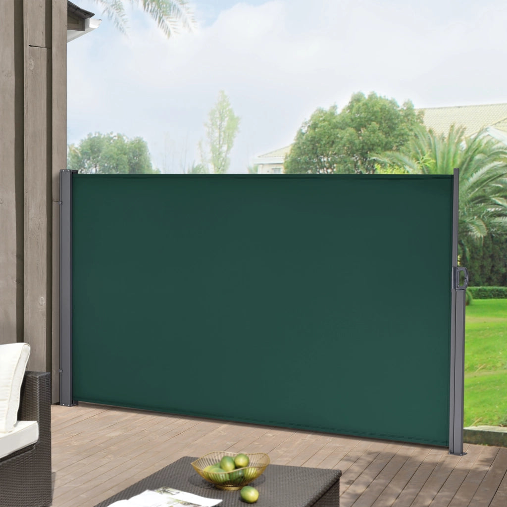 Paravento Estraibile Mulhacén Schermo Solare Verticale Barriera Privacy 180x300 cm Verde Scuro pro.tec