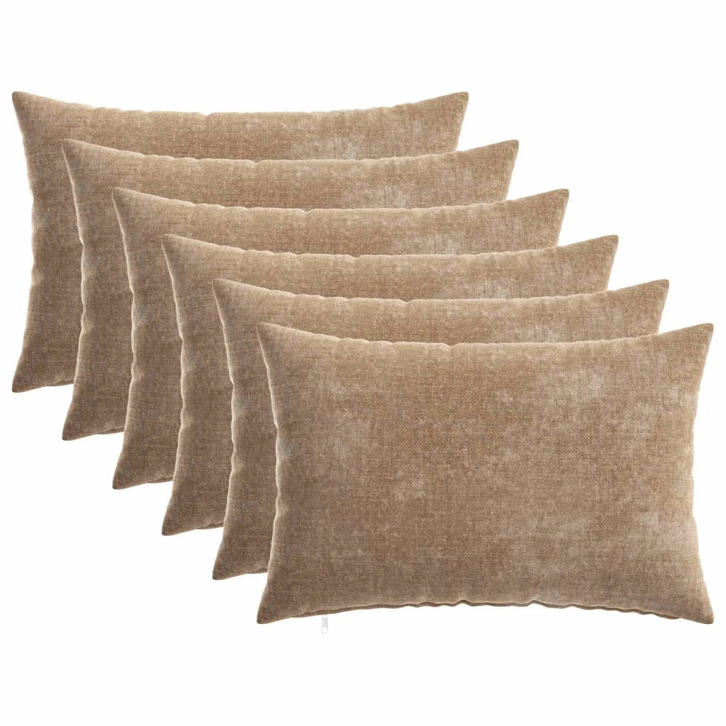 Federa 6 pcs HEERLEN Marrone 30 x 50 cm Tessuto Chenille 907798