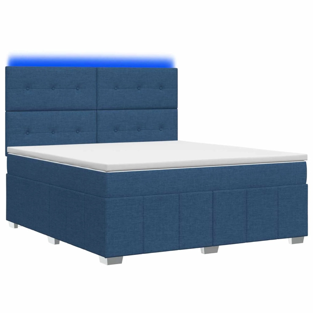 Letto Box Spring LED con Materasso Blu 140 x 200 cm Tessuto 3455625