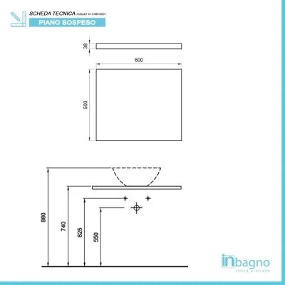 Mensolone bagno 60 cm grigio chiaro per lavabo da appoggio Master
