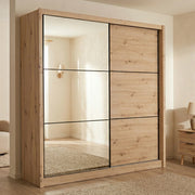 Armadio Camera da Letto Pelago, Guardaroba Grande Appendiabiti, 213x215.5h cm Marrone Rovere Nodi