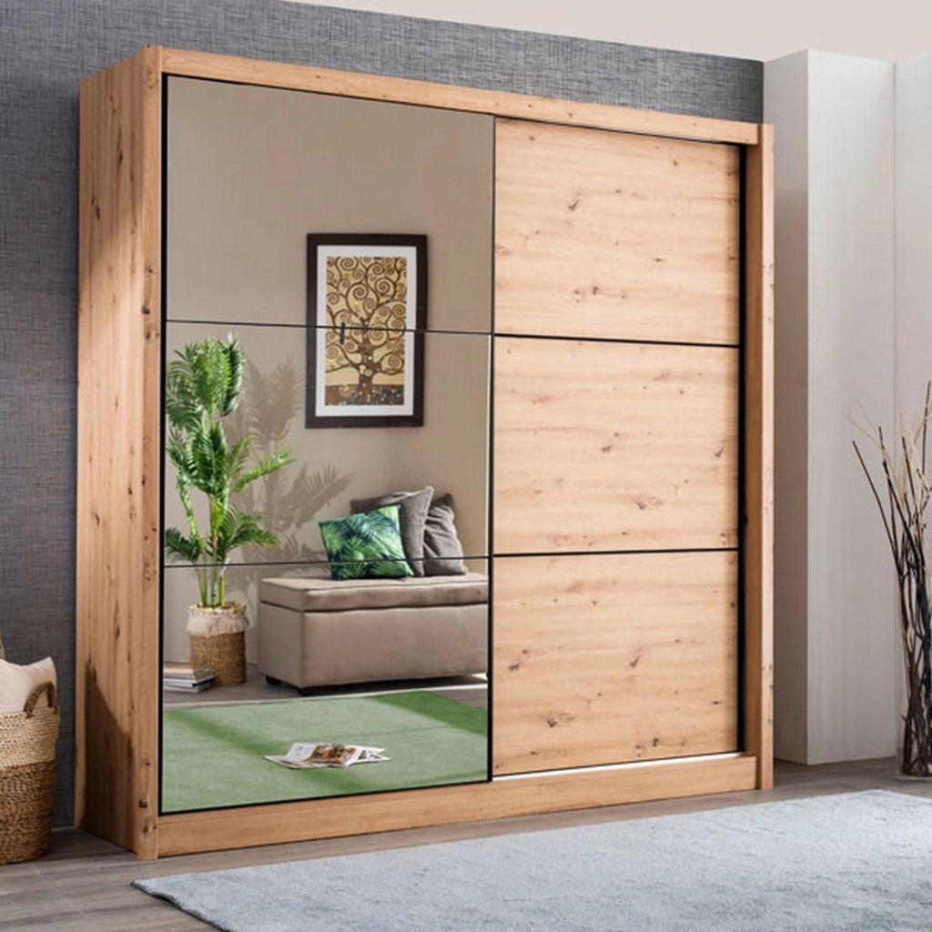 Armadio Camera da Letto Pelago, Guardaroba Grande Appendiabiti, 213x215.5h cm Marrone Rovere Nodi