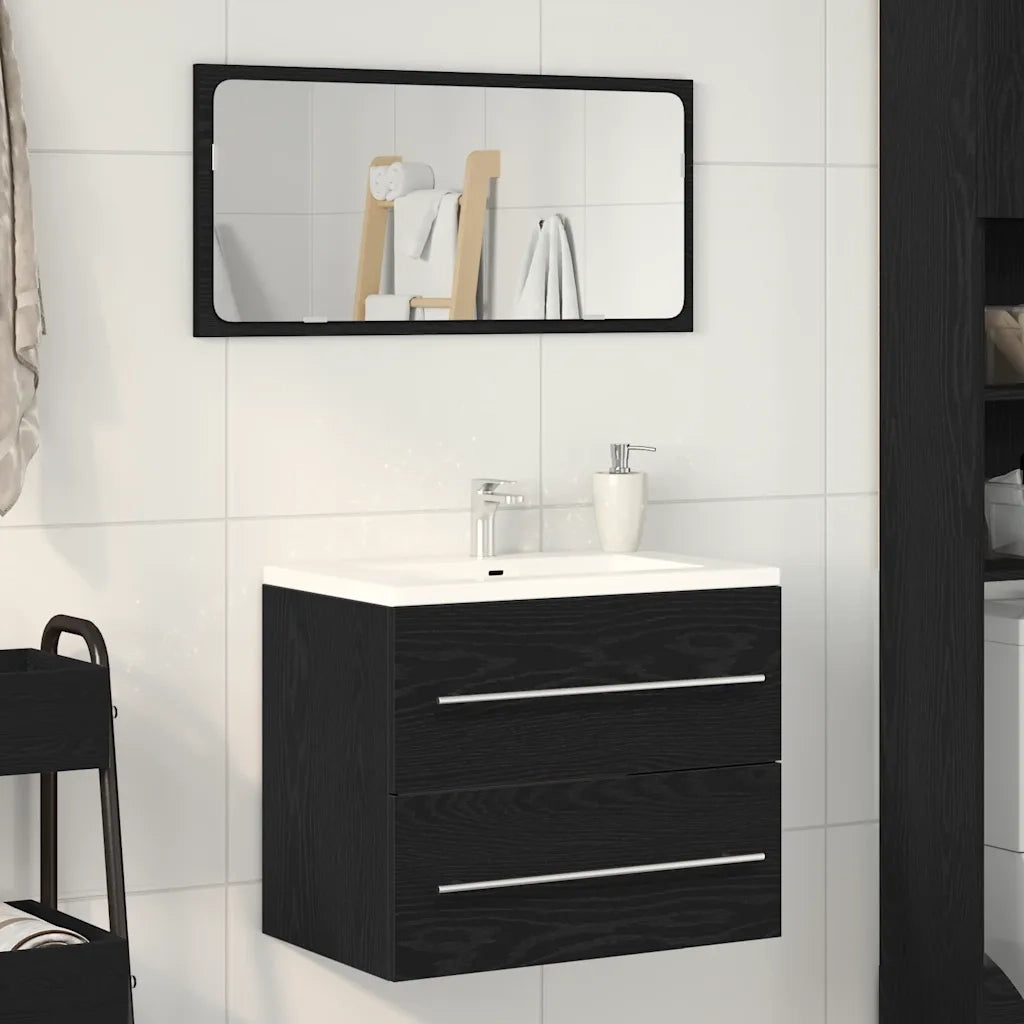 Mobile Lavabo da Bagno Rovere Nero 60x38,5x48 cm in Truciolato