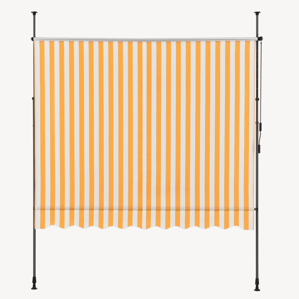 Tenda da Sole a Muro con Pali di Supporto Telescopici Parasole 300 x 120 cm (LxP) Giallo-Bianco pro.tec
