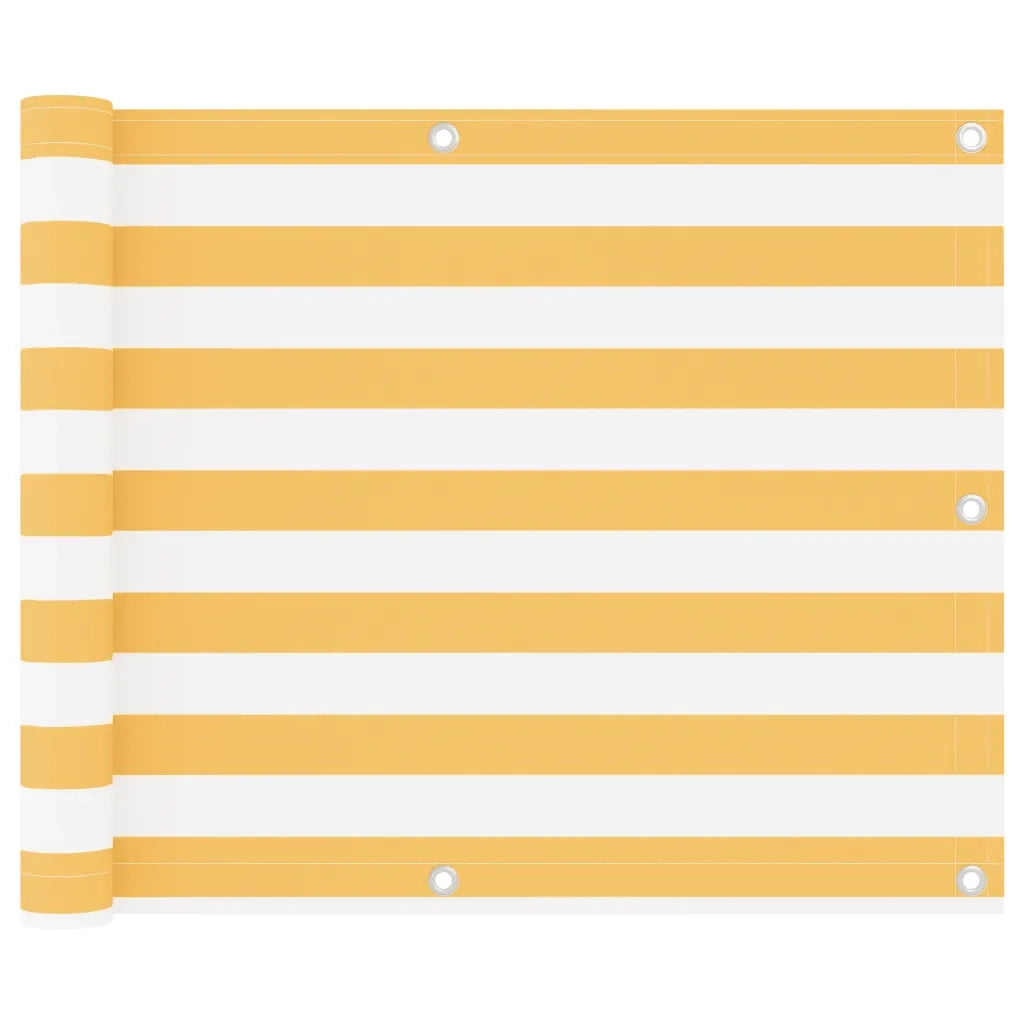 Paravento Balcone Bianco e Giallo 75x500 cm Tessuto Oxford