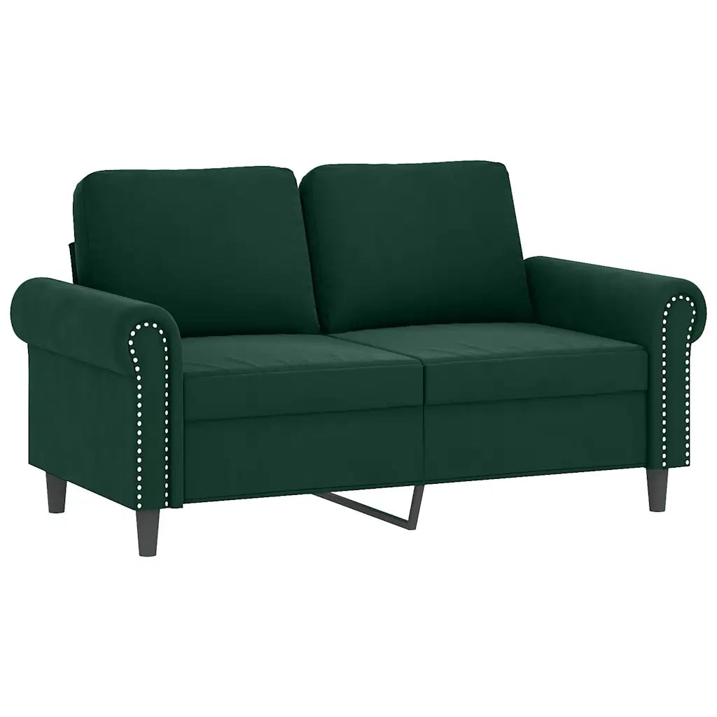 Set di Divani 2 pz con Cuscini Verde Scuro in Velluto