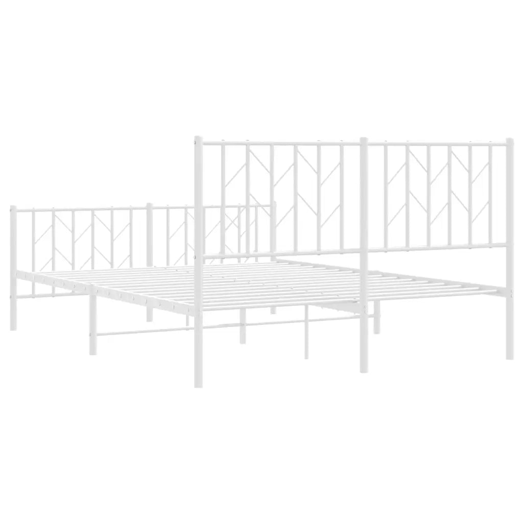 Giroletto con Testiera e Pediera-Struttura Letto Metallo Bianco 135x190 cm 531040