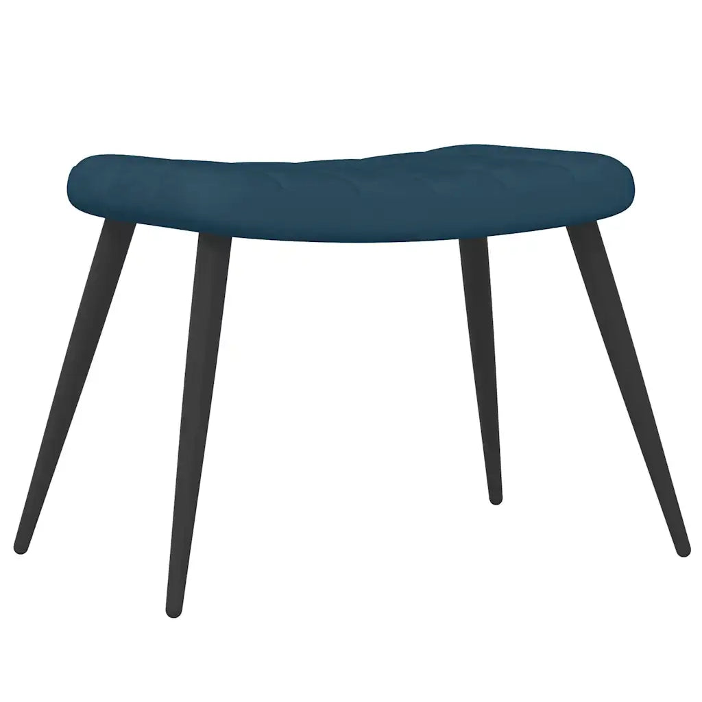 Poltrona Relax | Sedia Relax con Sgabello Blu in Velluto