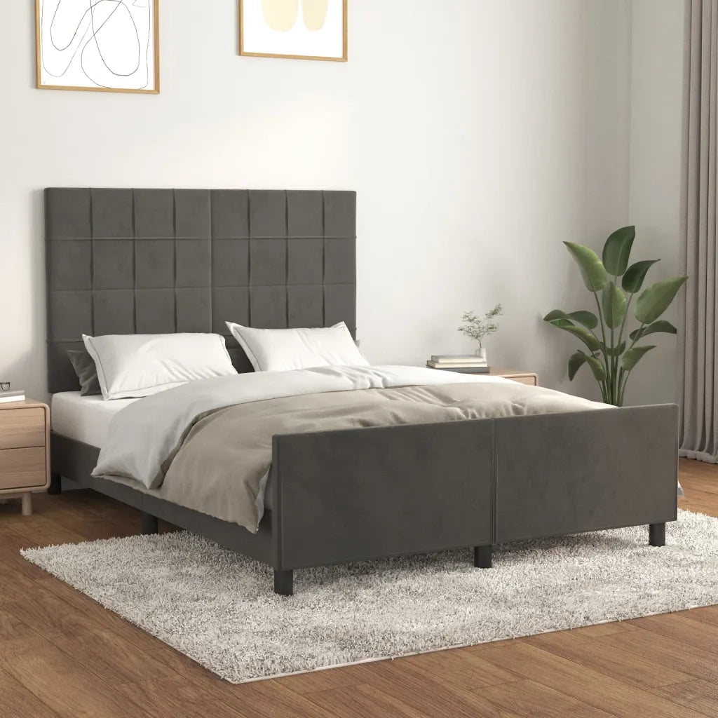Giroletto senza Materasso Grigio Scuro 140x200 cm Velluto