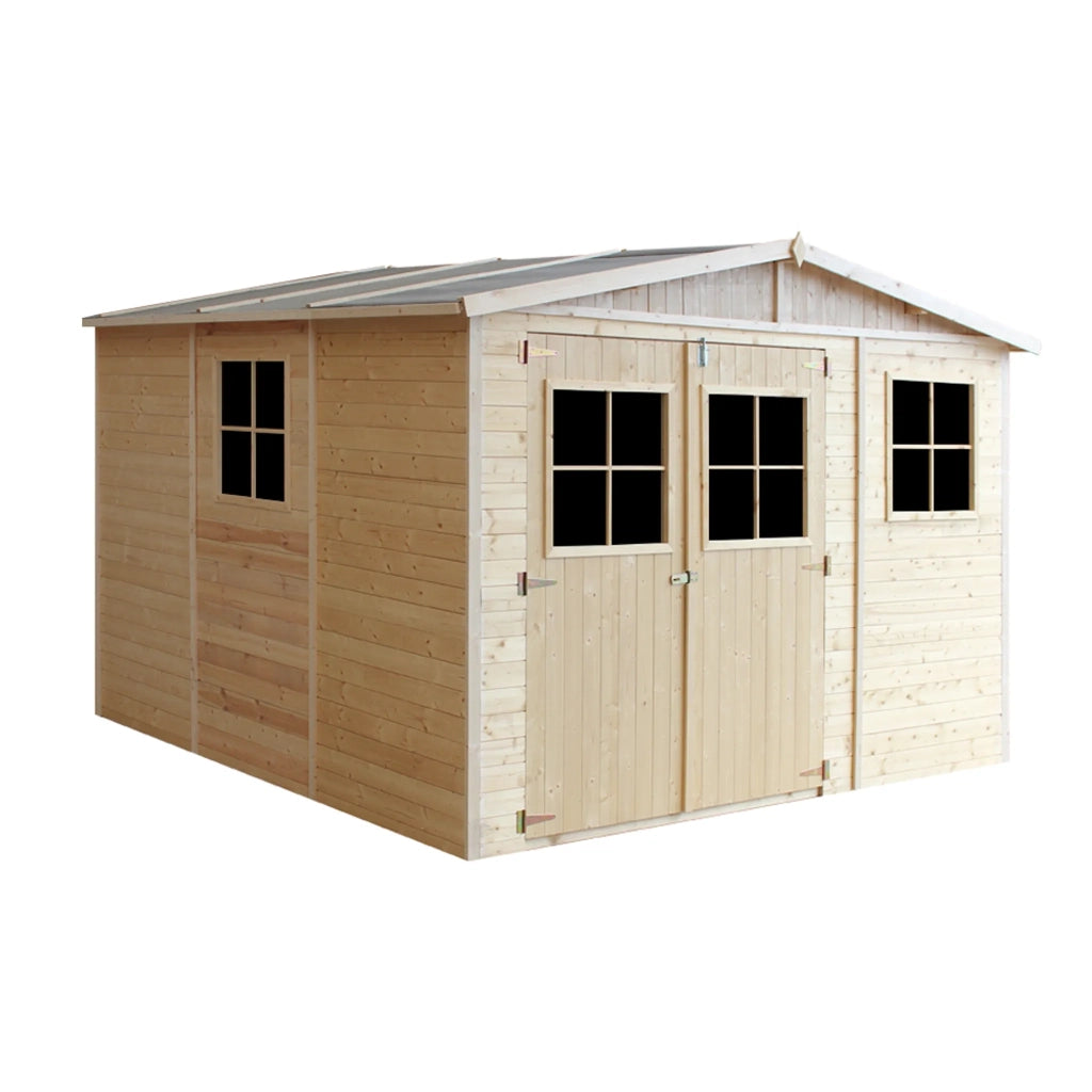 TIMBELA M335+M335G Casa da giardino in legno naturale CON PAVIMENTO IMPREGNATO A226x316x324 cm/9 m²
