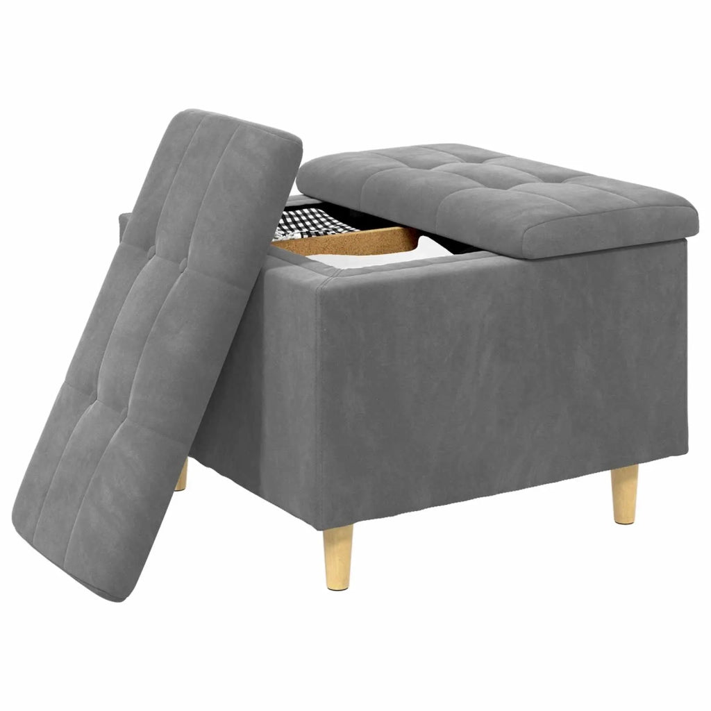Pouf contenitore Grigio scuro 60 x 60 x 45 cm Velluto 876826
