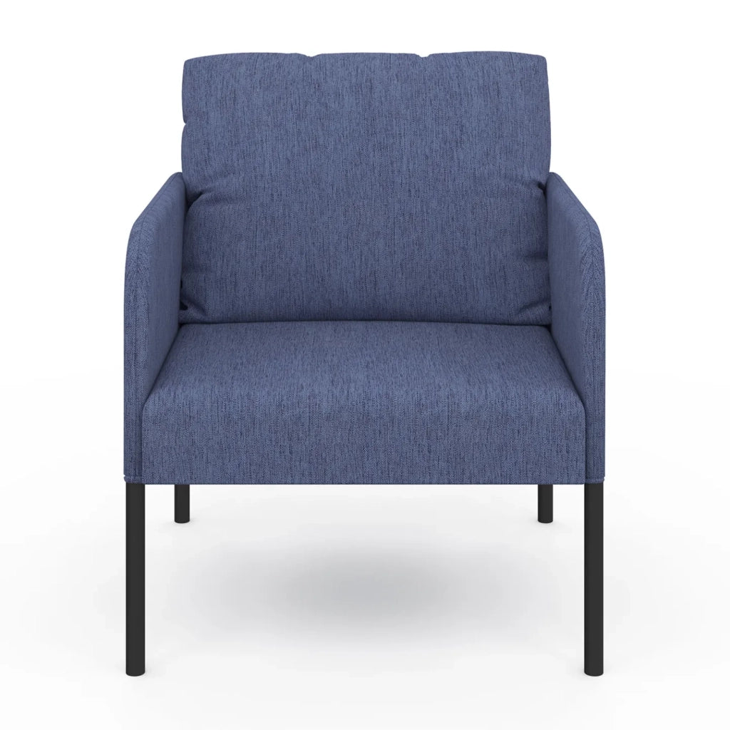IDMarket - Poltrona AUGUSTE tessuto blu gambe in metallo nero