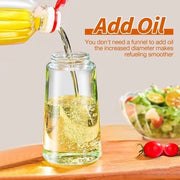 Oliespreedapparaat per cottura, flacone 2 in 1 per dispensazione olio per cucina, 17oz/500 ml flacone di vetro premium, mister olio per cottura a vapore, insalate, frittura, barbecue.