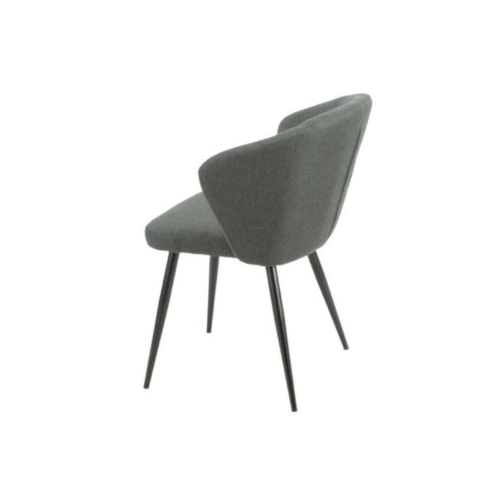 Set 2 sedie tessuto grigio scuro e piedi in metallo nero Krid