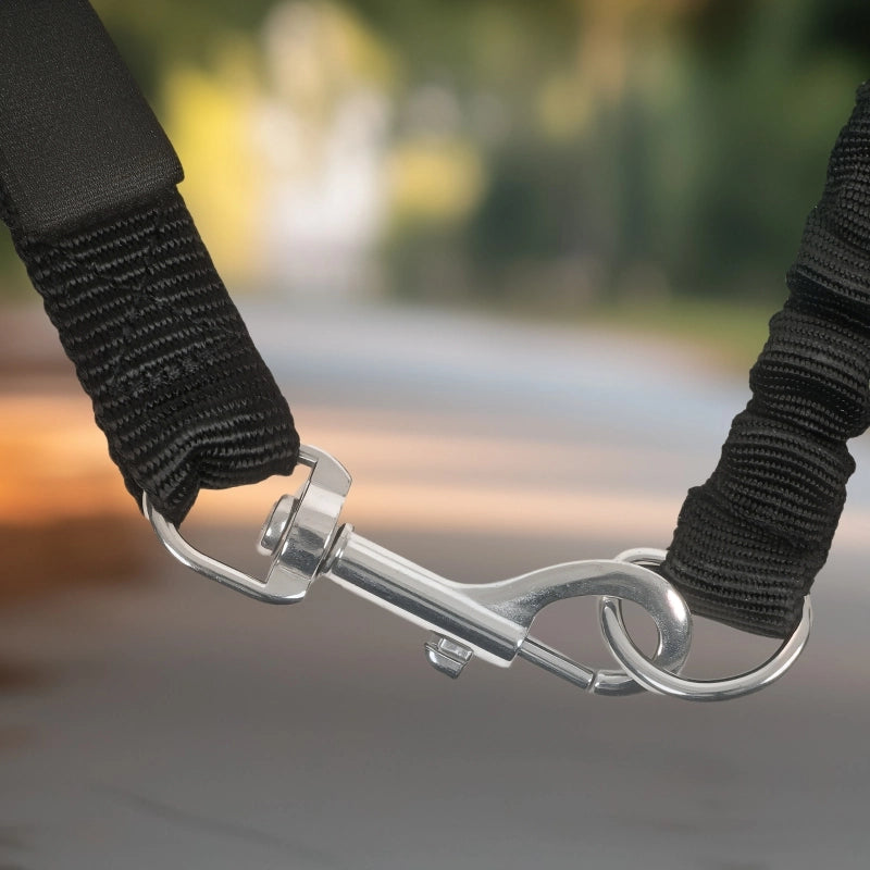 Guinzaglio per cani da bicicletta, corda elastica, tubo in acciaio, 124 cm, nero