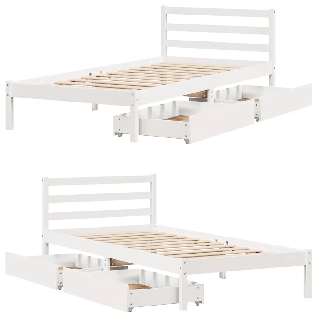 Letto senza Materasso-Struttura Letto Bianco 90x200 cm Legno Massello di Pino 403750