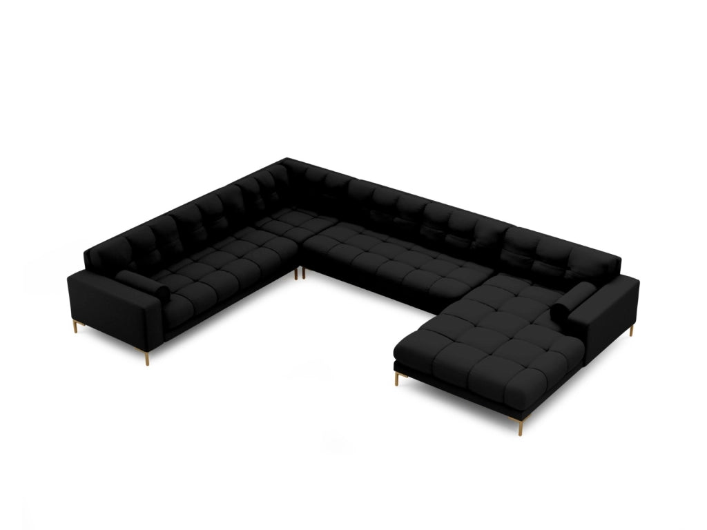 Cosmopolitan Design - Divano panoramico sinistro "Bali" 7 posti in tessuto strutturato nero 
