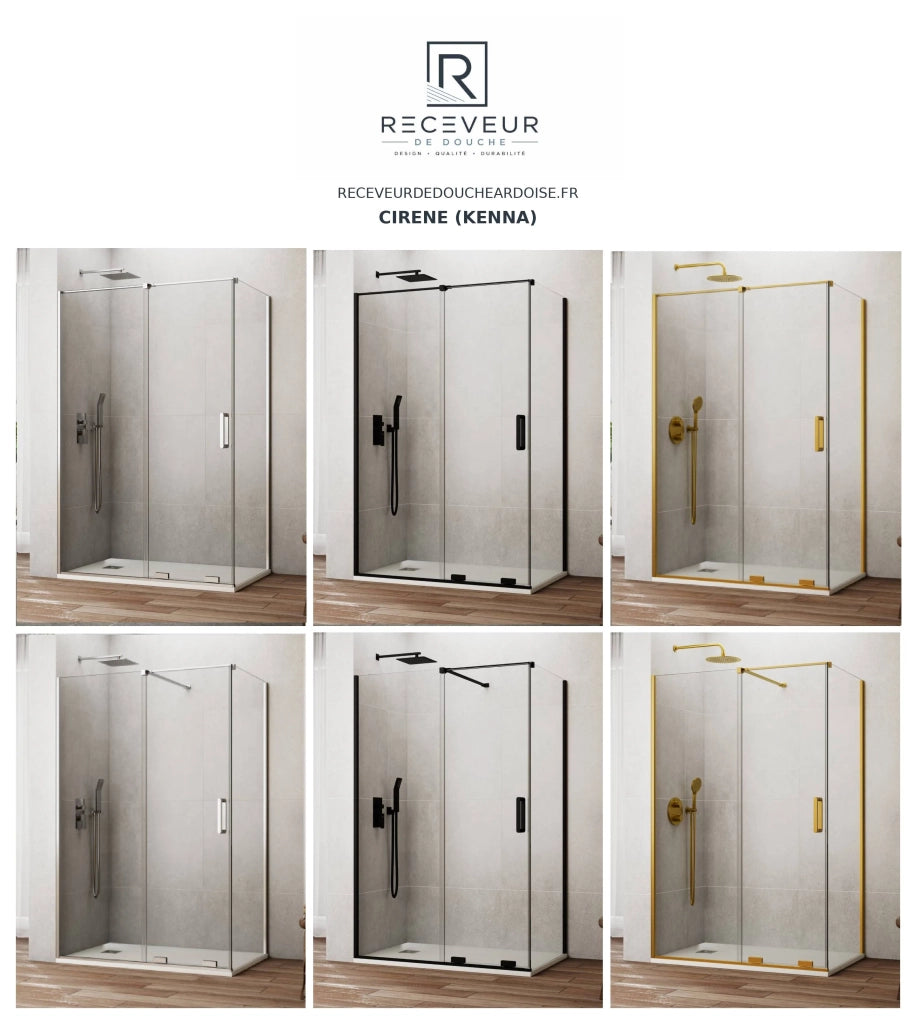 Porta doccia scorrevole 2+2 CIRENE (KENNA) 310 cm Profilo Nero