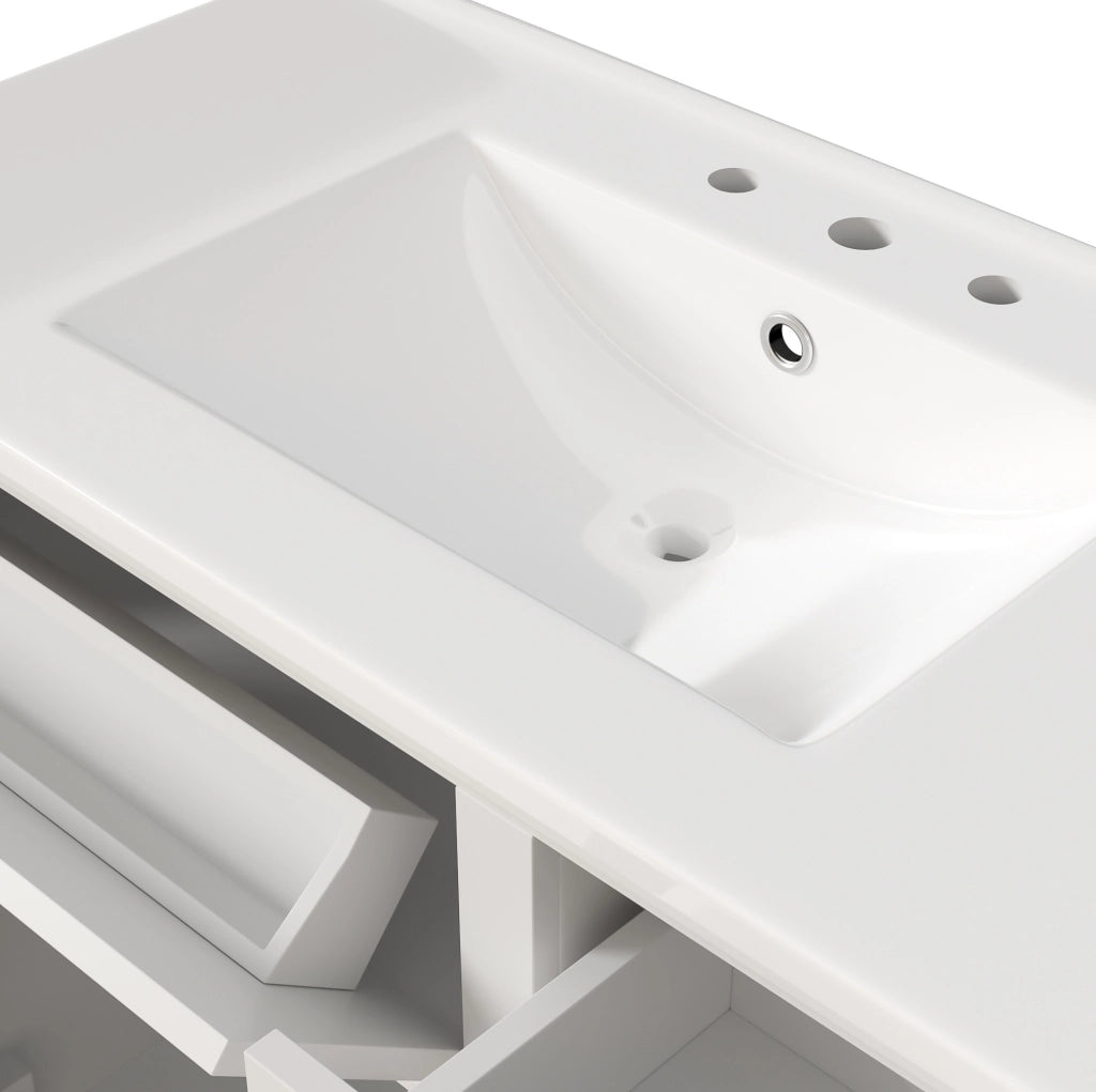 Mobile bagno da terra bianco con lavabo in ceramica 90 cm