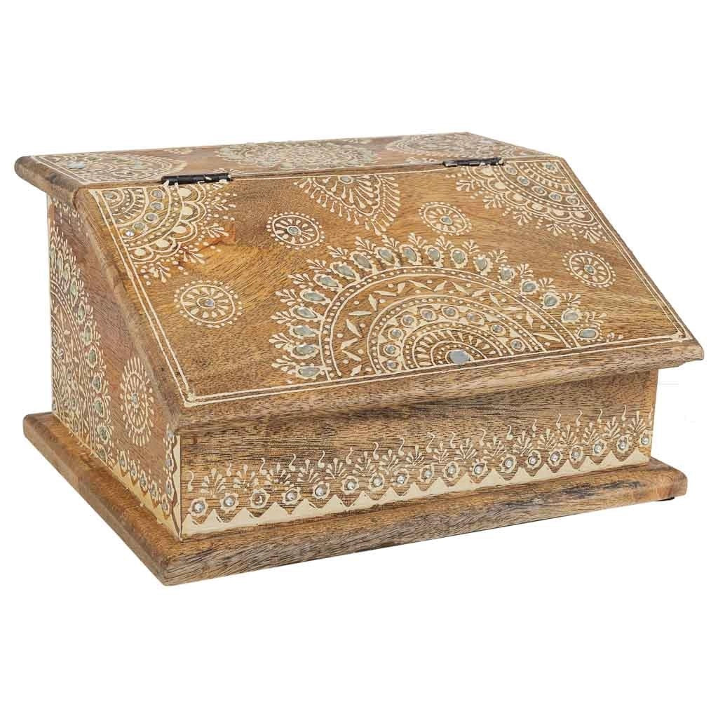 Portagioie in legno dipinto a mano marrone 24x20x12,5h cm