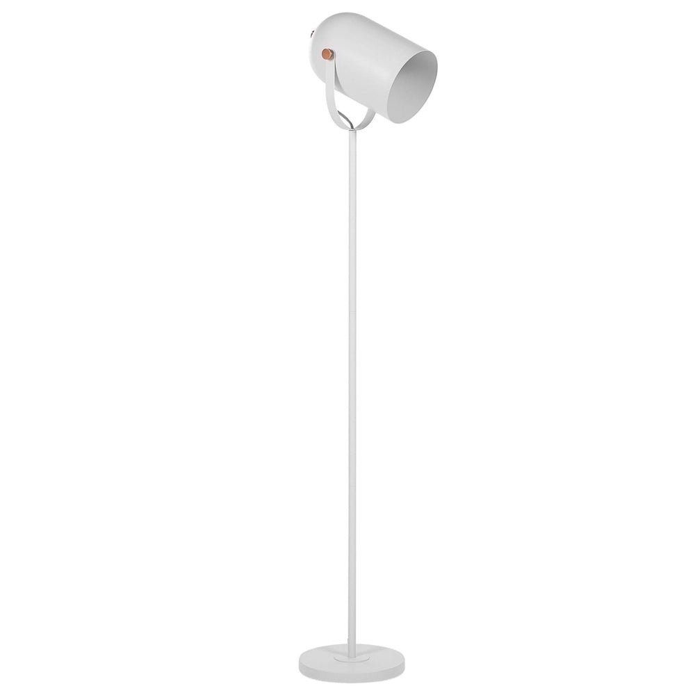 Lampada da Terra in Metallo Bianco 156 cm Faretto Paralume Orientabile Industriale Home Office