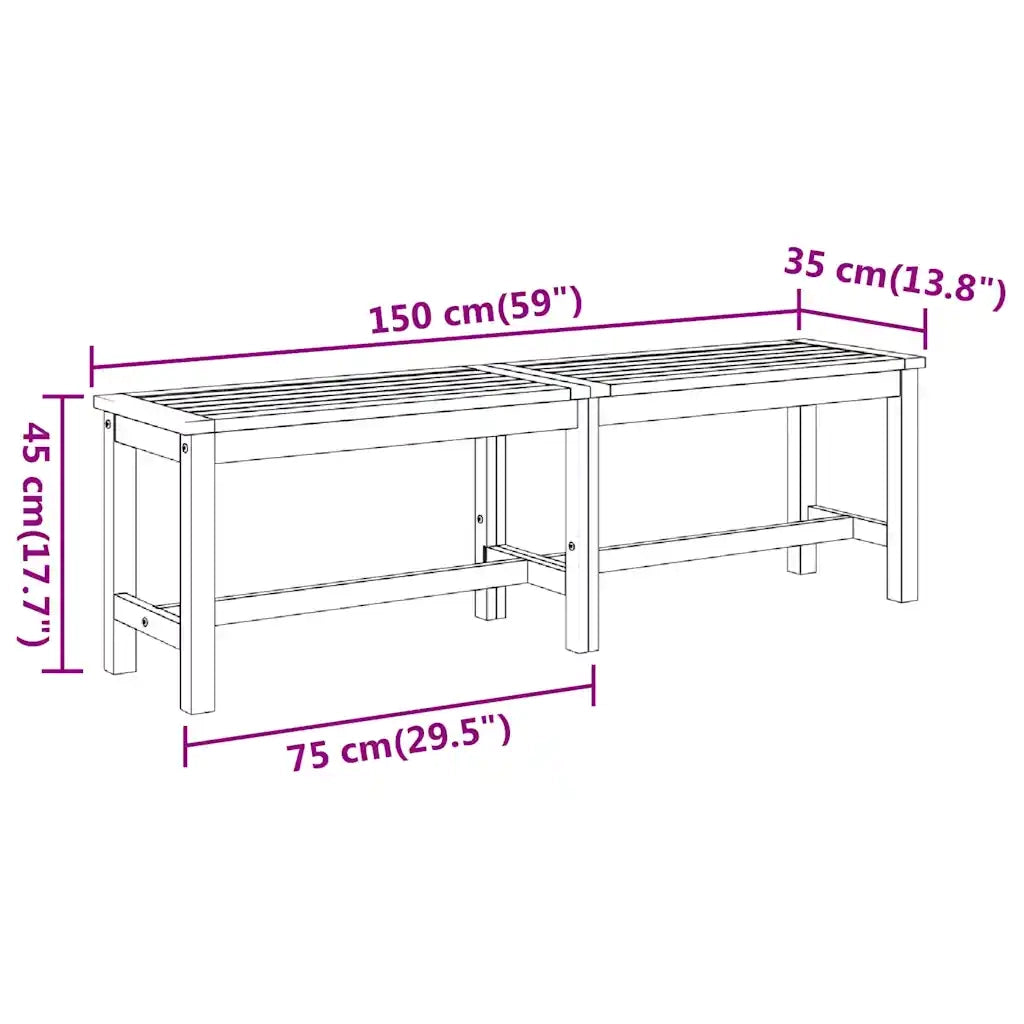 Panchina da Giardino | Panca da Giardino 150x35x45 cm in Legno Massello di Acacia