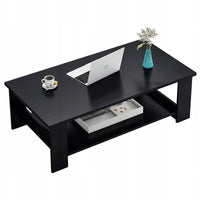 Tavolino da caffè moderno con ripiano, soggiorno grande 100 cm, loft nero