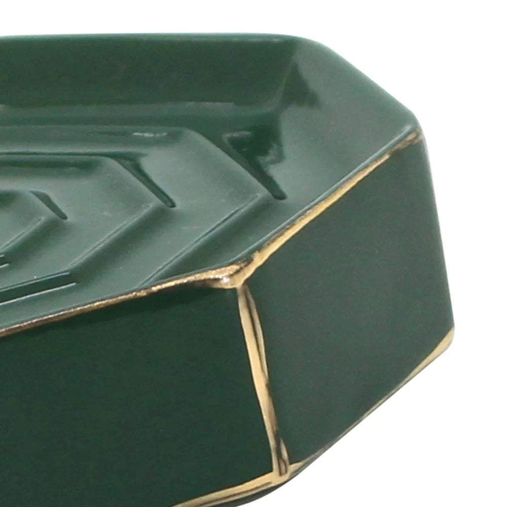 Portasapone verde e oro in ceramica - Serie Smeraldo