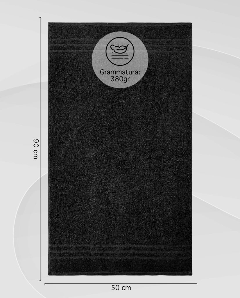 Set 5 Teli 50x90Cm Asciugamani Neri Professionali Parrucchiera Salviette Telo Nero Con Tintura Indanthrene 380Gr 