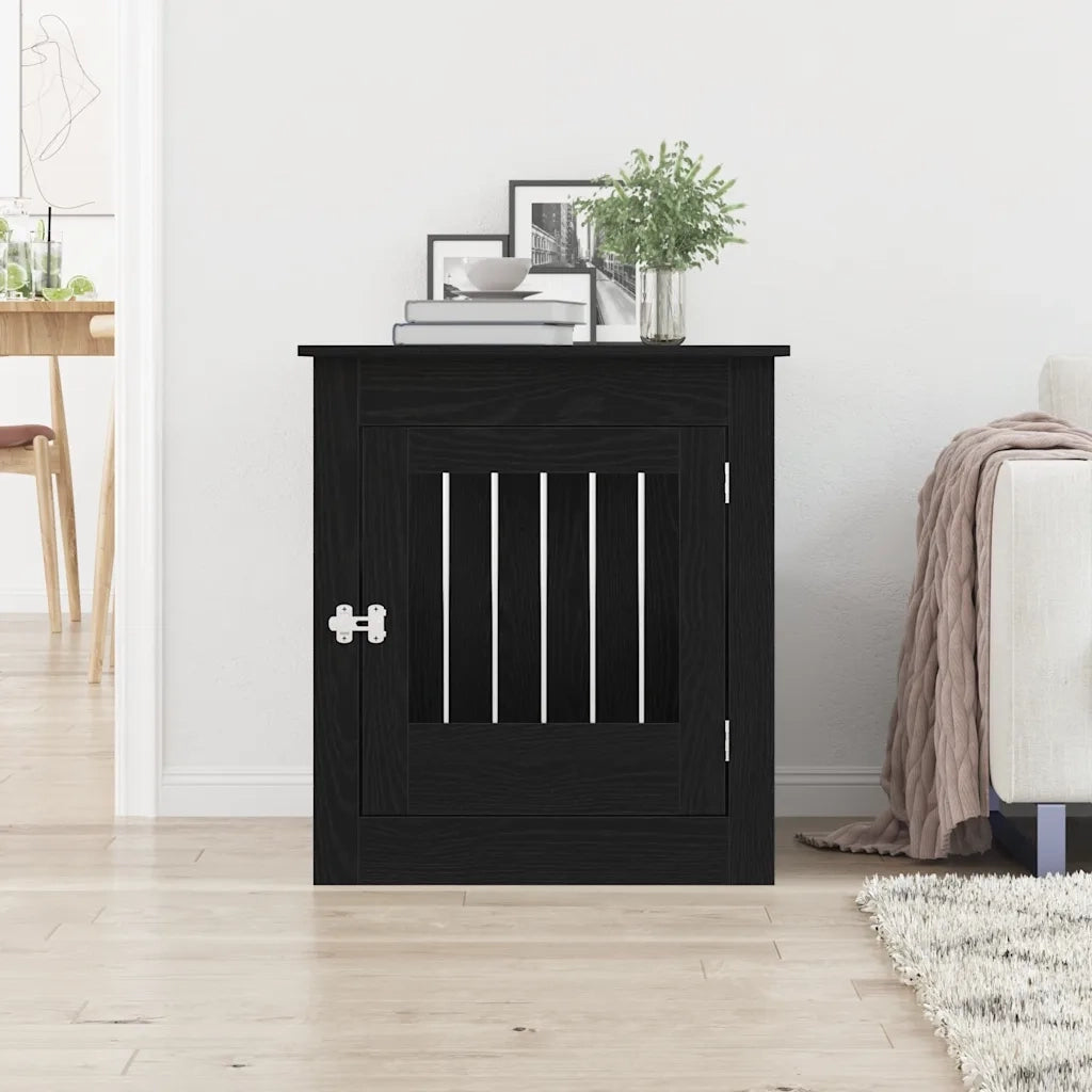 Mobile per cuccia per cani Rovere Nero 64,5x80x71 cm in legno ingegnerizzato 862177