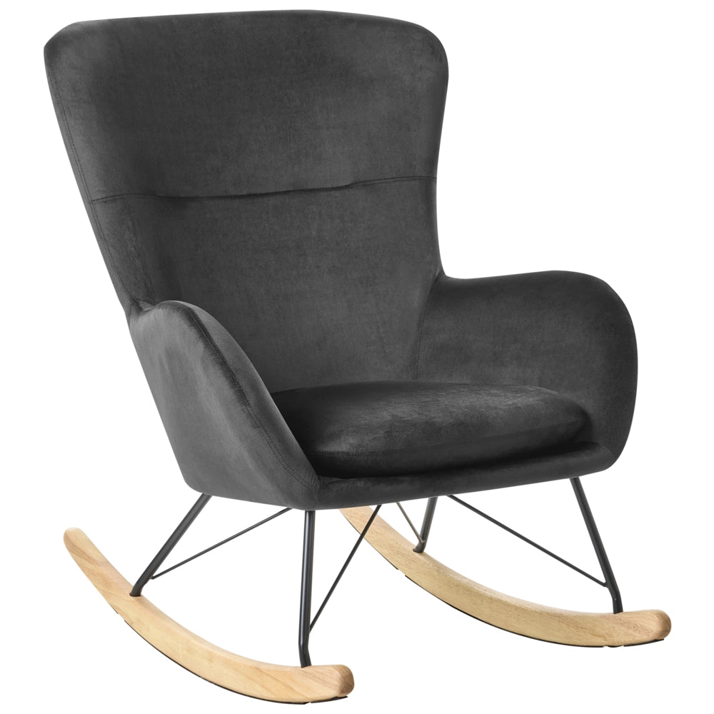Sedia A Dondolo Velluto Nero Gambe In Metallo Pattini In Legno stile glamour moderno tradizionale