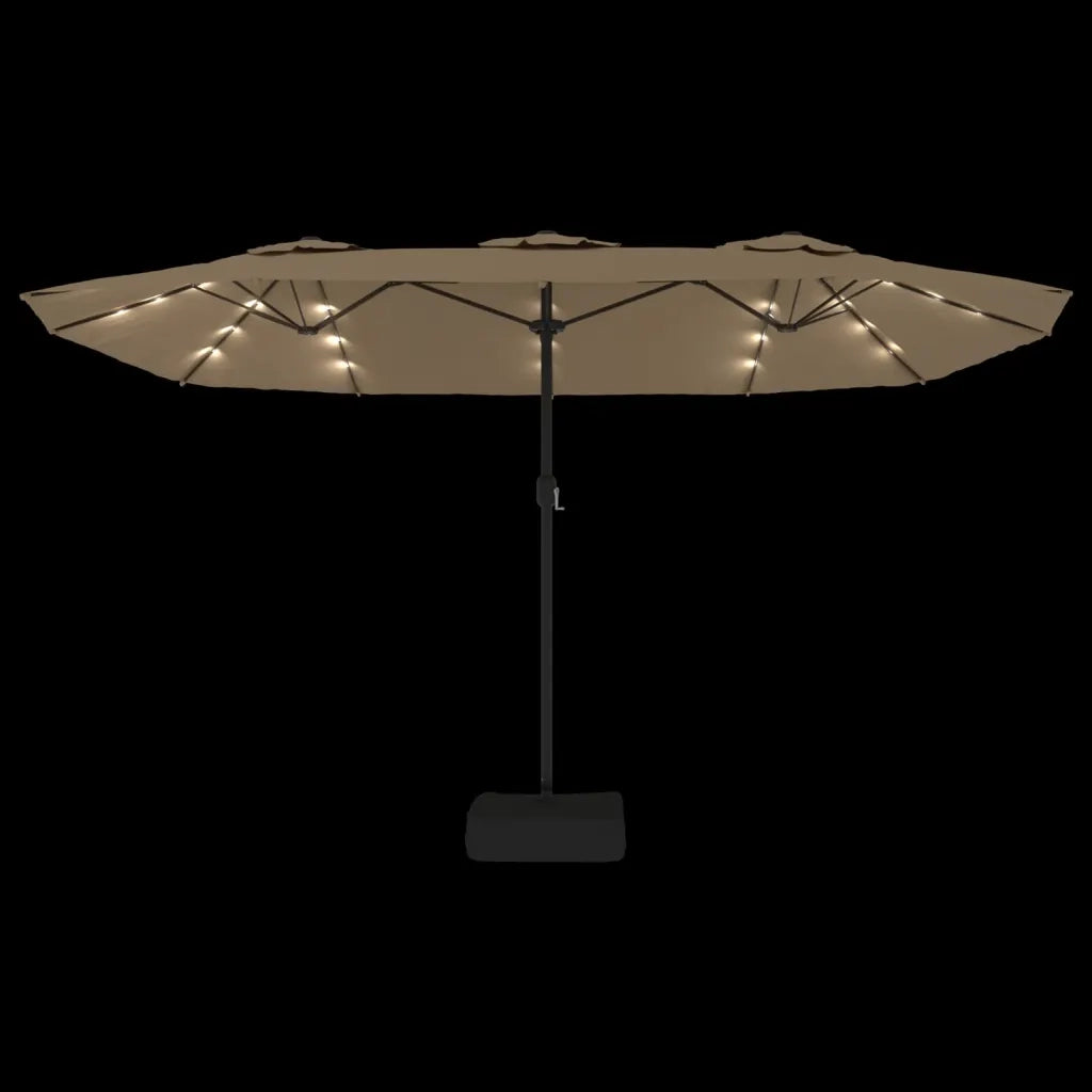 Ombrellone a Doppia Testa con LED-Ombrello da giardino Tortora 449x265 cm