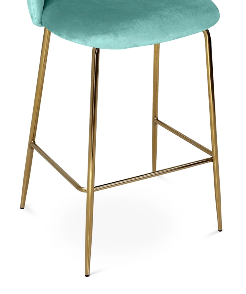 Sgabello cucina imbottito, sgabello alto in velluto verde tiffany piede dorato – Nicole - SG20NIG