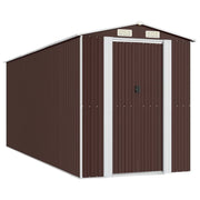 Casetta da giardino cabina ripostiglio capanno da esterno capanno per attrezzi robusta scura 192 x 523 x 223 cm acciaio zincato marrone 02_0022321