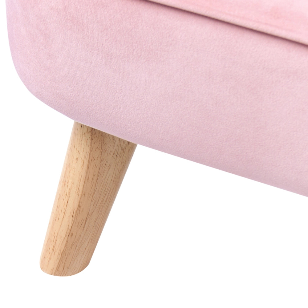 Divano per bambini rivestito in velluto senza braccioli rosa per bambini piccoli stile moderno