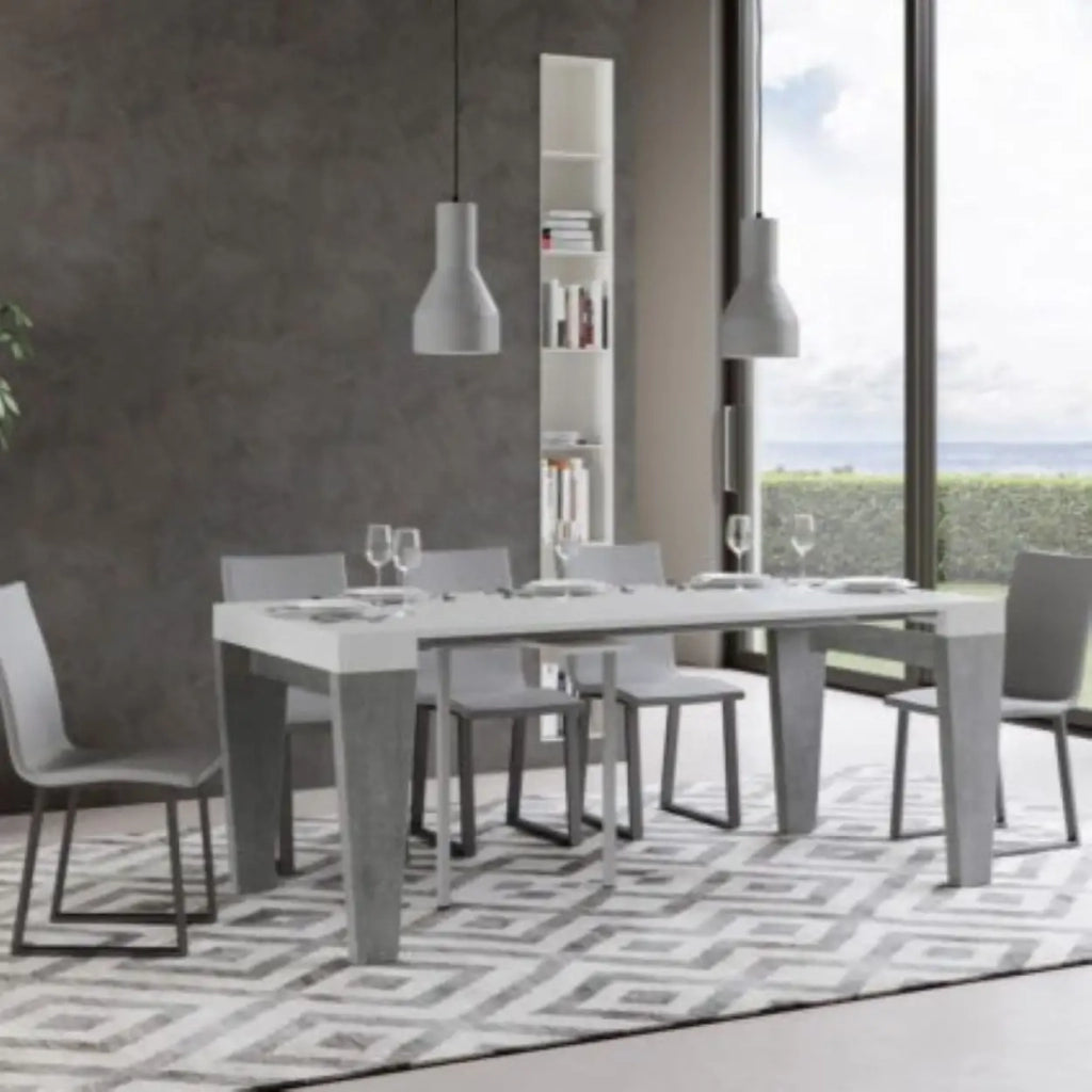 Consolle allungabile 90x40/196 cm Spimbo Mix Small piano bianco frassino - struttura cemento