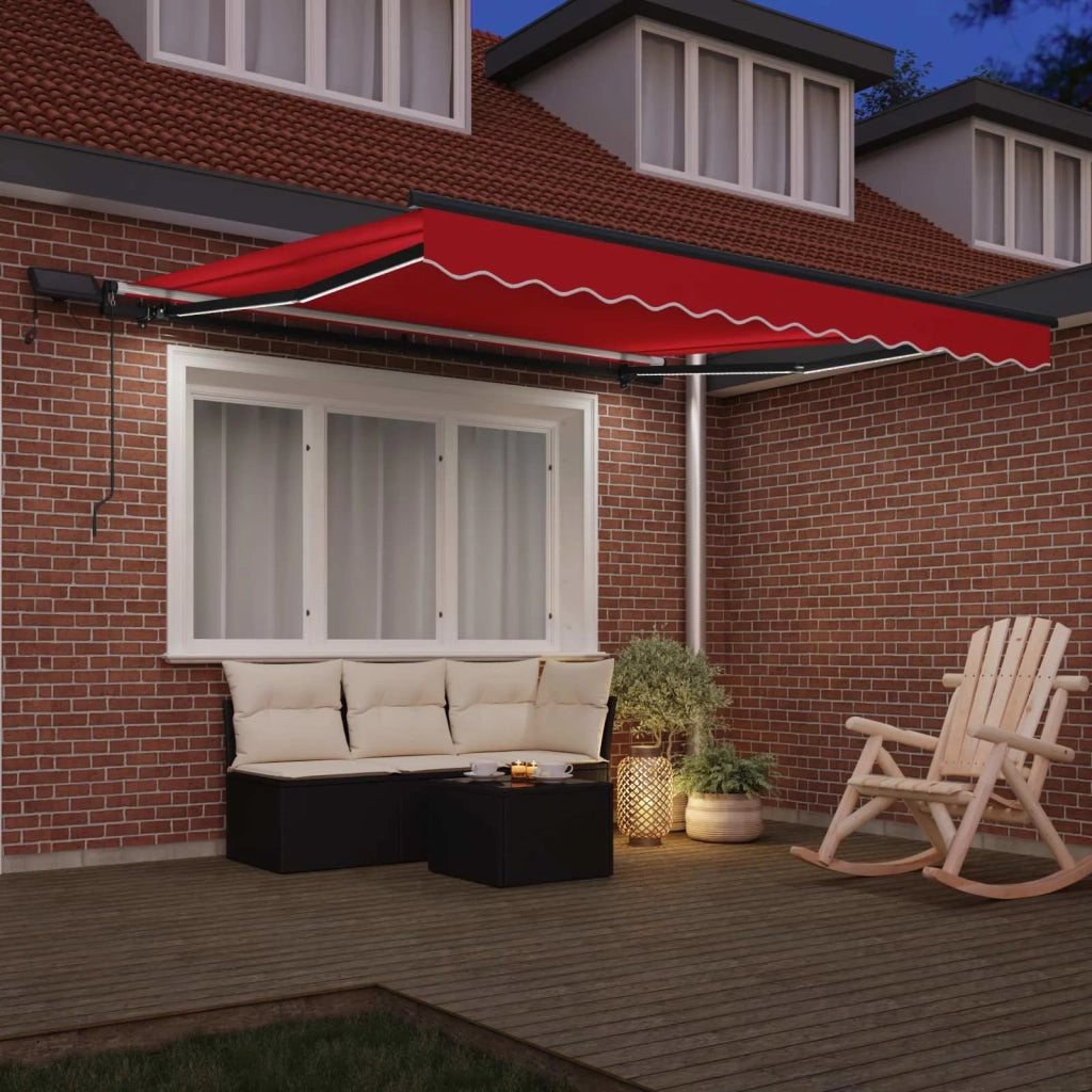 Tenda retrattile-Tenda parasole per balcone Rosso 350 x 250 cm Tessuto