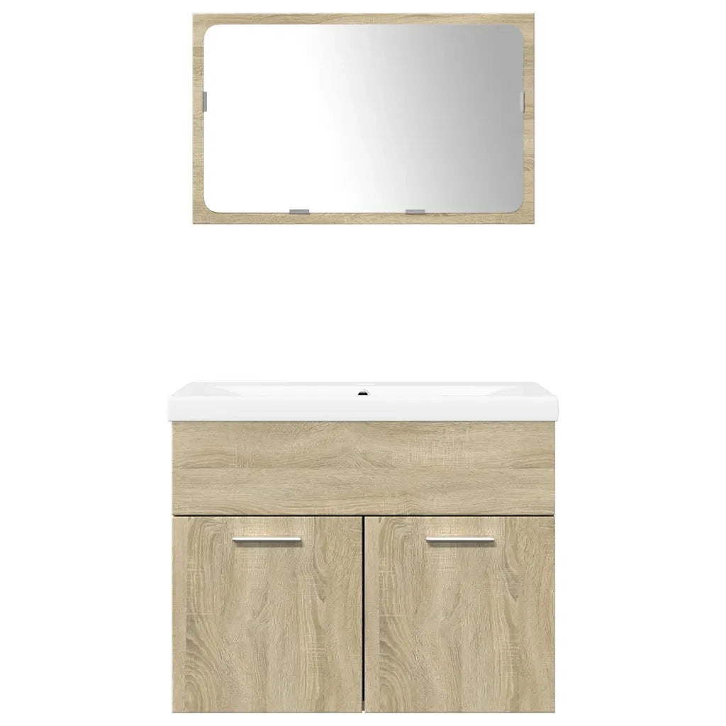 Set Mobili da Bagno 3 pz Rovere Sonoma in Legno Multistrato 3324987