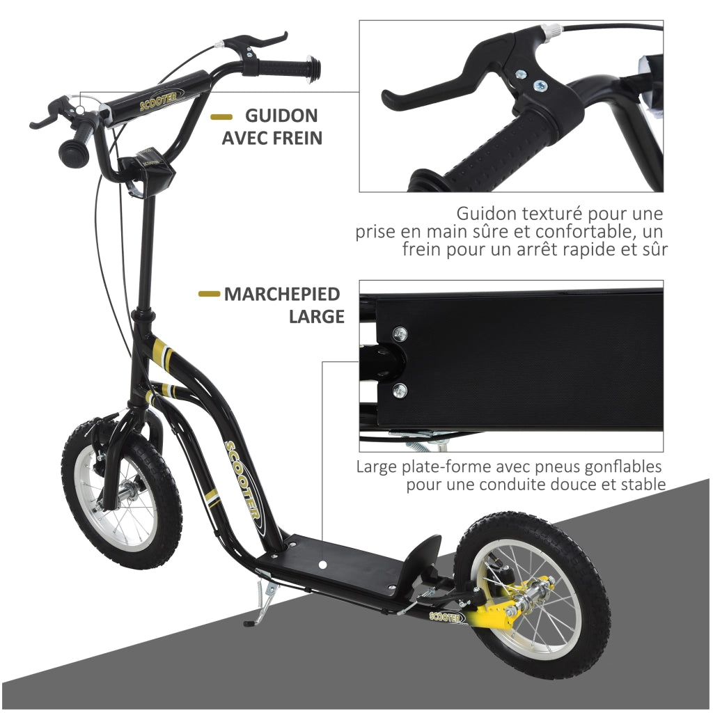 Trottinette Bambini ¨C zephmum ¨C Nero, Pneumatici 12 Pollici, 100 kg